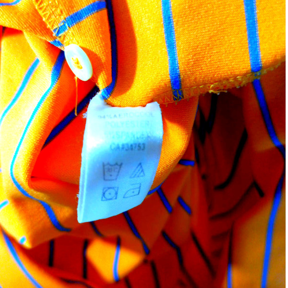 Fairway & Greene Tech Pebble Beach Men's XL Orange Blue Stripe Golf Shirt - Picture 5 of 6